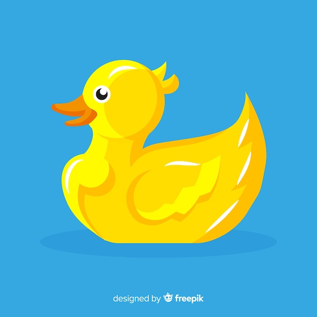 Download Flat cute yellow rubber duck Vector | Free Download