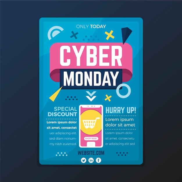 Flat cyber monday flyer template Vector | Free Download