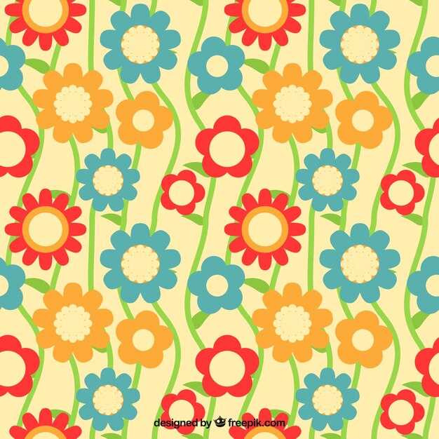 Free Vector | Flat decorative pattern of flowers in different colors