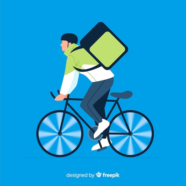 Download Free Flat Delivery Boy On Bike Background Free Vector Use our free logo maker to create a logo and build your brand. Put your logo on business cards, promotional products, or your website for brand visibility.