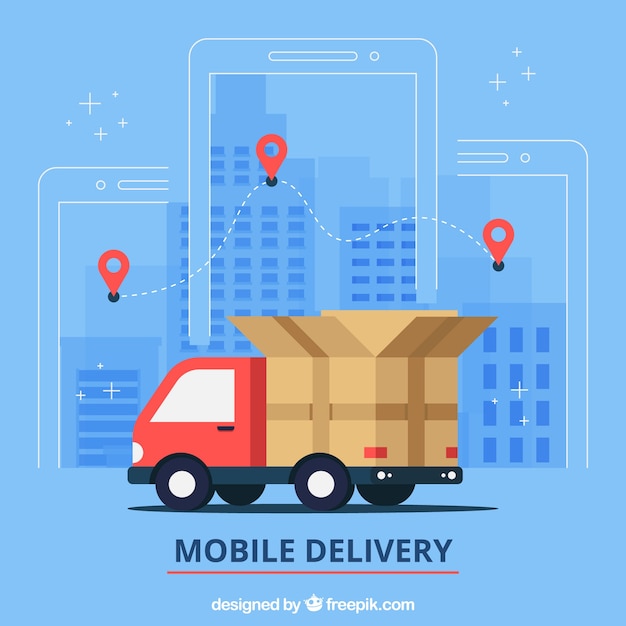 Download Free Flat Delivery Truck In The City Free Vector Use our free logo maker to create a logo and build your brand. Put your logo on business cards, promotional products, or your website for brand visibility.