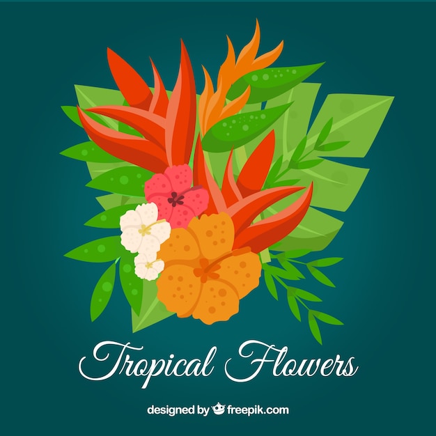 Flat design actual tropical flowers\
background