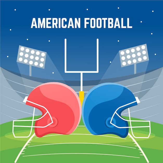 フラットなデザインのアメリカンフットボールのイラスト 無料のベクター