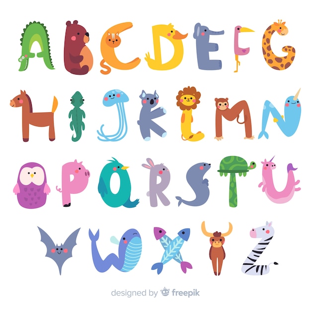 Download Flat design animal alphabet Vector | Free Download