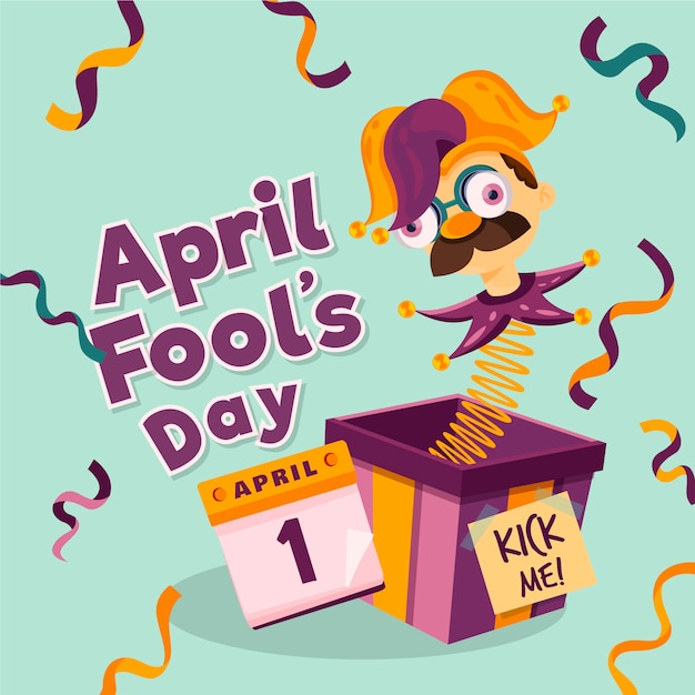 Free Vector | Flat design april fools day harlequin in a box