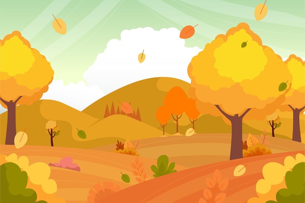 Premium Vector | Flat design autumn landscape with trees