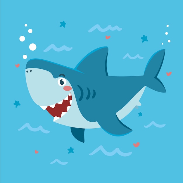 Premium Vector Flat Design Baby Shark In Cartoon Style