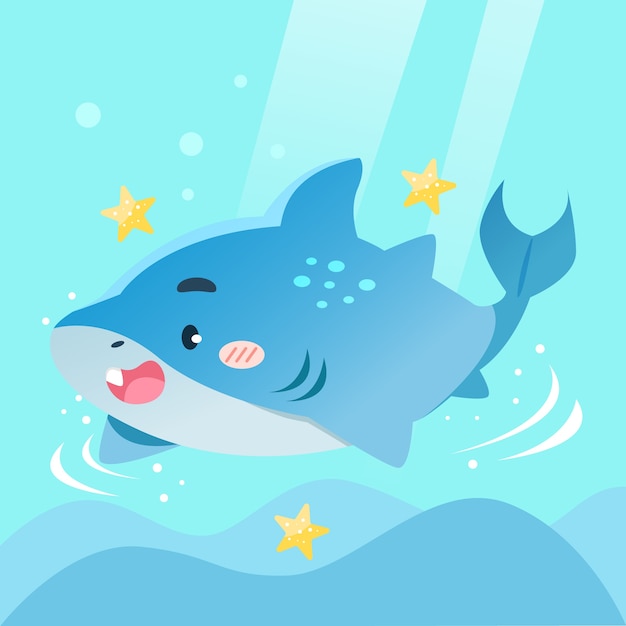 Download Flat design baby shark in cartoon style | Free Vector