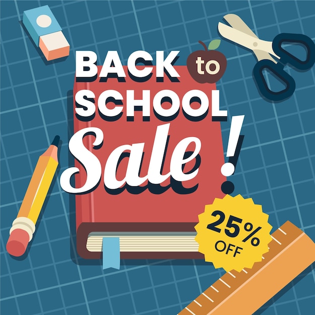 Free Vector Flat design back to school sales concept