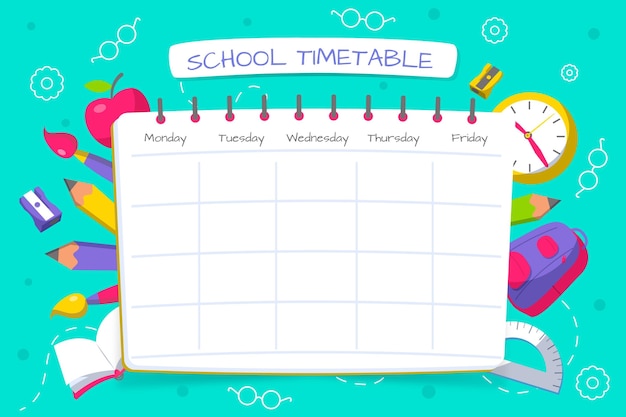 Premium Vector | Flat design back to school schedule