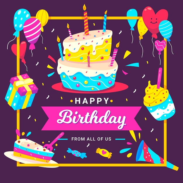 Flat design for birthday background | Free Vector