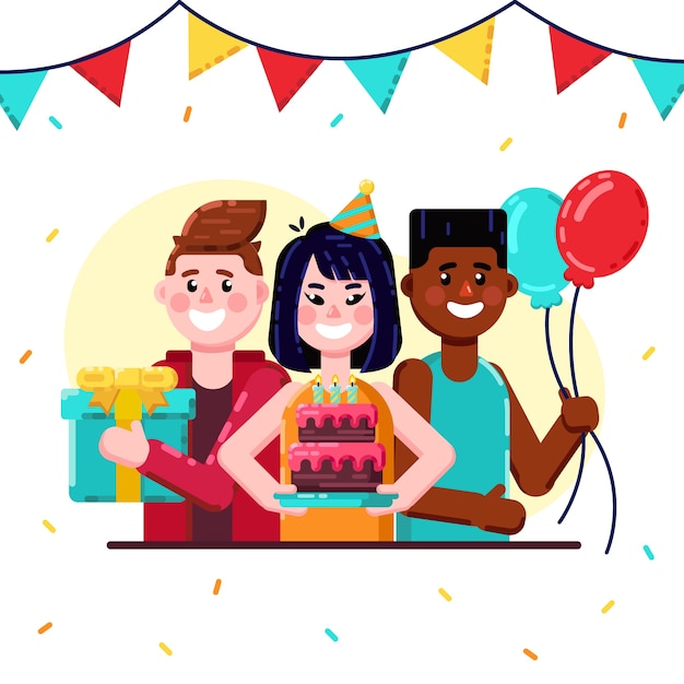 Premium Vector | Flat design of birthday party illustration