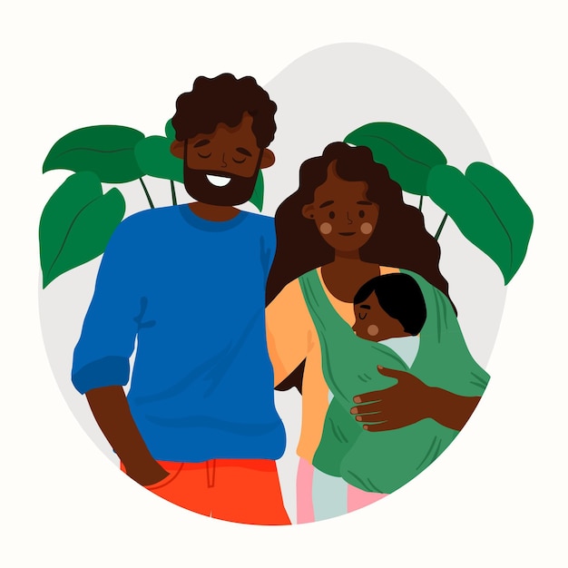 Free Vector Flat Design Black Family With A Baby