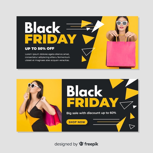 Flat design black friday banners template | Free Vector