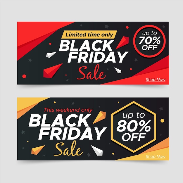 Free Vector | Flat design black friday banners template