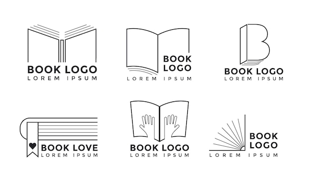 フラットデザインの本のロゴコレクション 無料のベクター