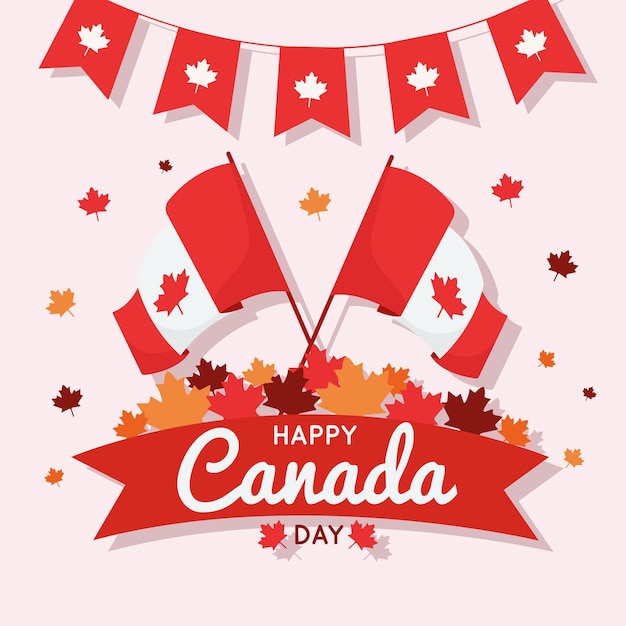 Flat design canada day celebration | Free Vector