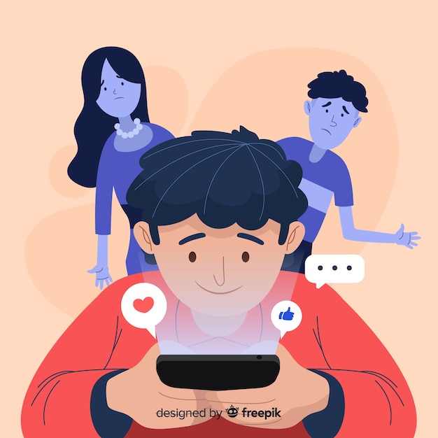 Free Vector | Flat design character dependent on social media