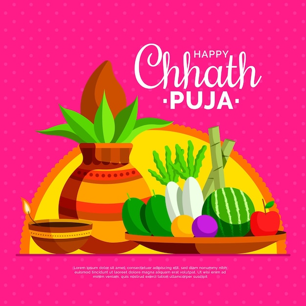 Premium Vector | Flat design chhath puja