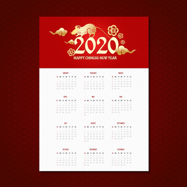 Free Vector | Flat design chinese new year calendar