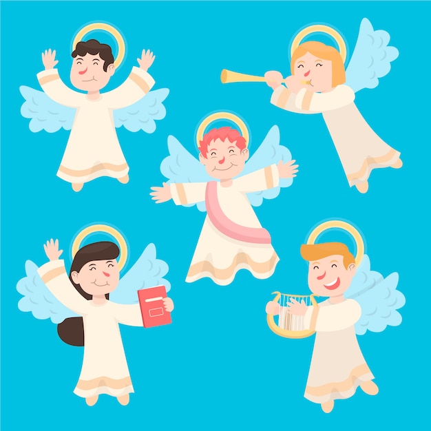 Download Flat design christmas angel set Vector | Free Download