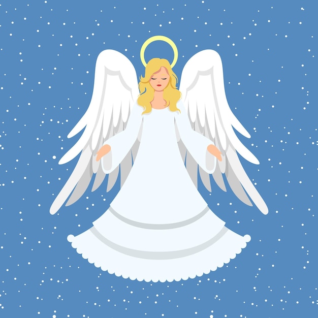 フラットデザインのクリスマスの天使 無料のベクター