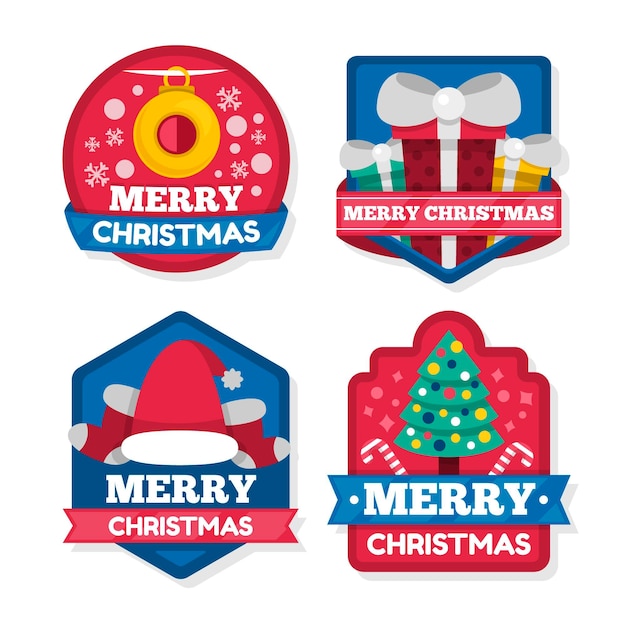 Free Vector | Flat design christmas badge collection