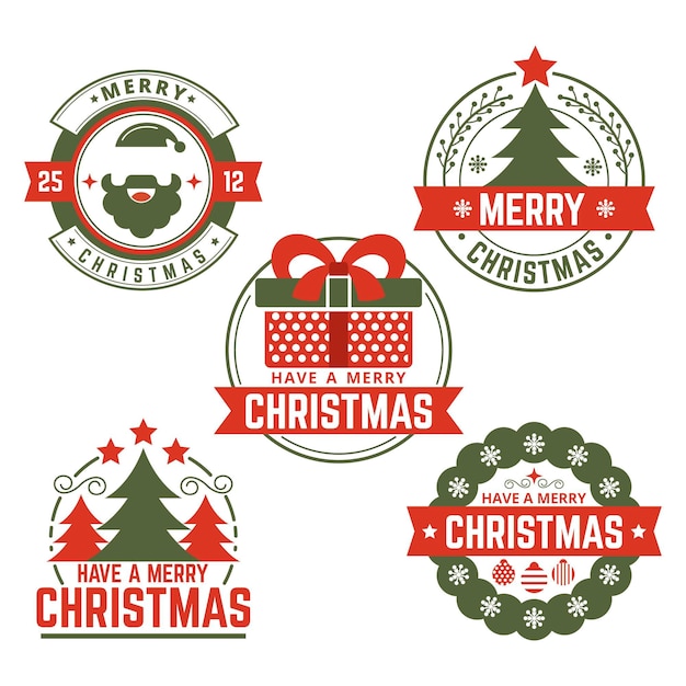 Free Vector | Flat design christmas badge collection