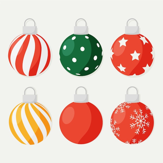 Premium Vector Flat Design Christmas Ball Ornaments