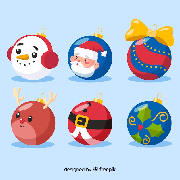 Flat Design Christmas Balls Set Vector Free Download