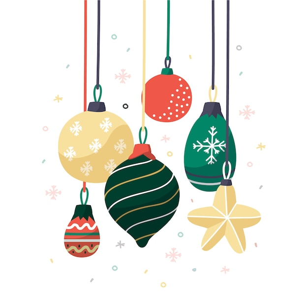 Flat design christmas balls set | Free Vector