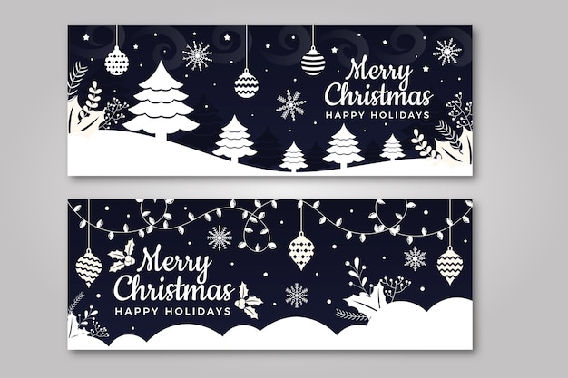 Free Vector Flat Design Christmas Banners Template