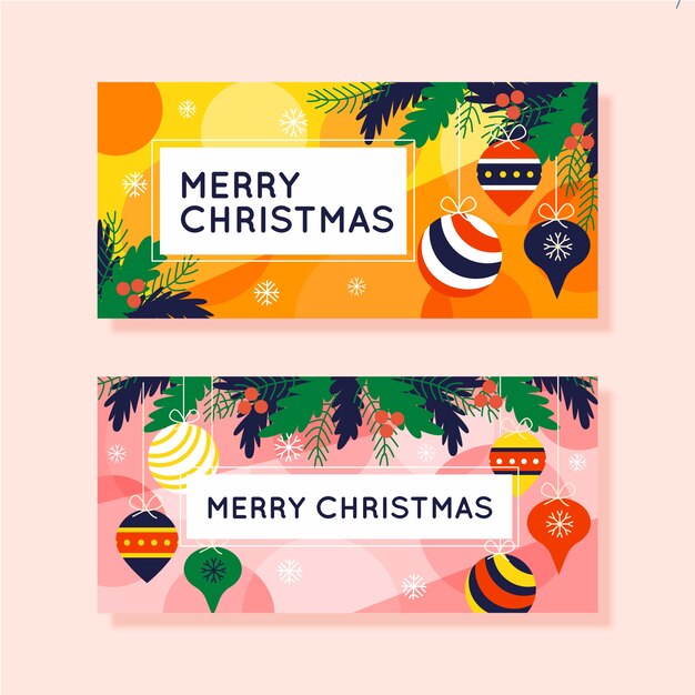 Free Vector | Flat design christmas banners template