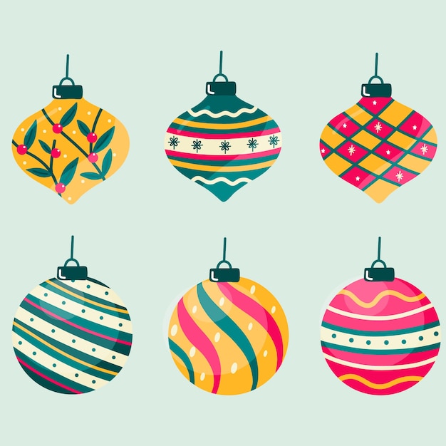 Free Vector | Flat design christmas baubles sticker set