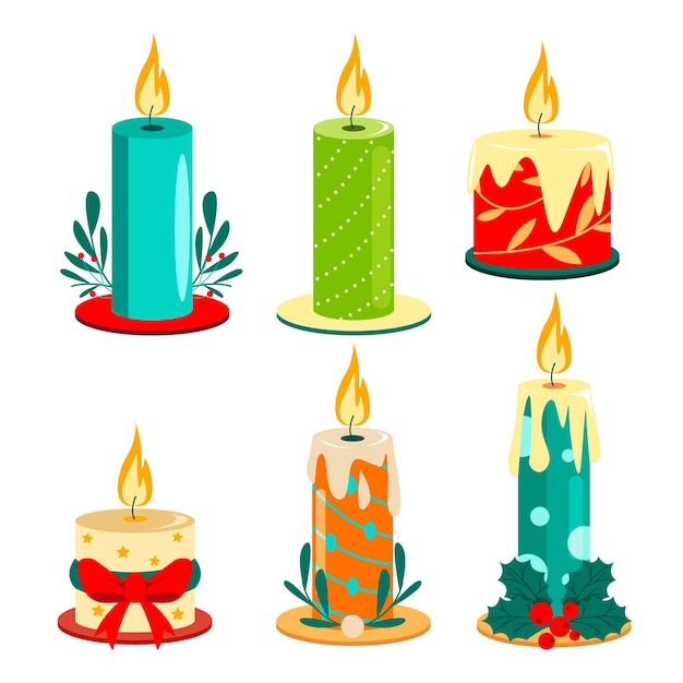 Free Vector | Flat design christmas candle collection