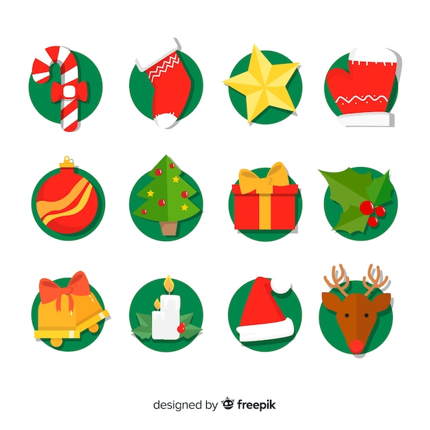 Download Flat design of christmas element collection Vector | Free ...