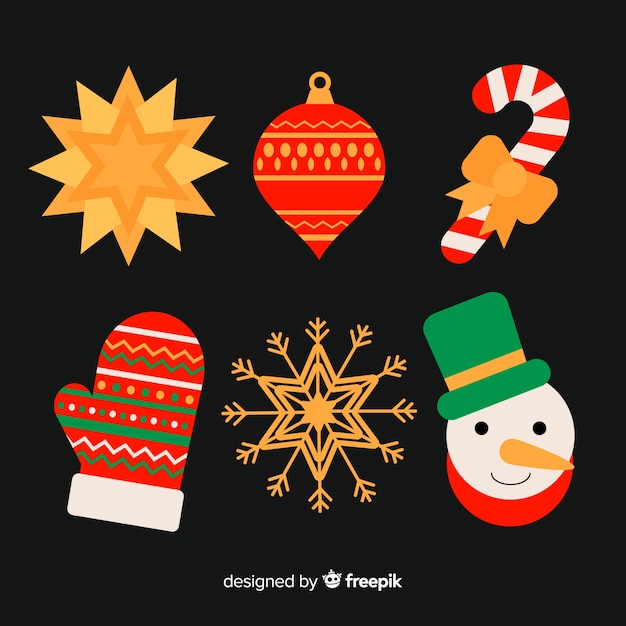 Download Flat design of christmas element collection Vector | Free ...