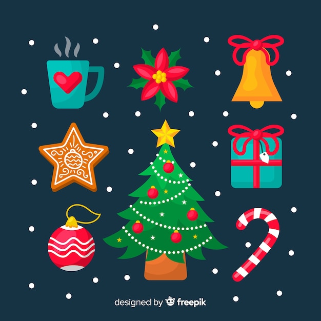 Free Vector | Flat design christmas element collection