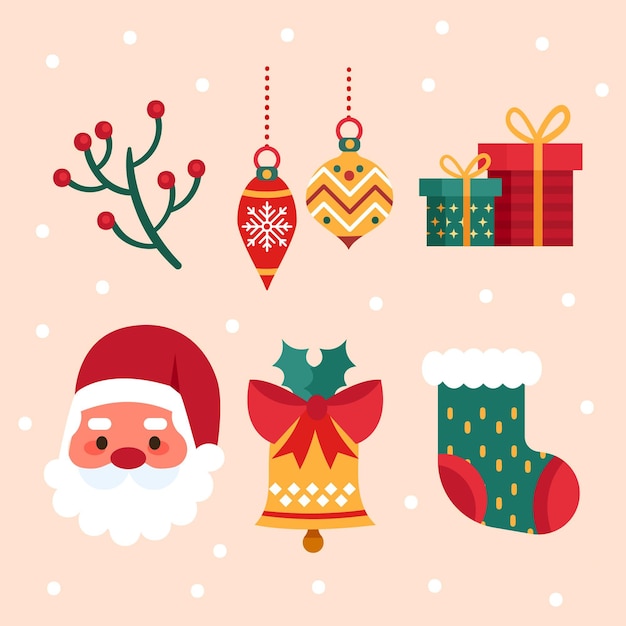 Free Vector | Flat design christmas element collection