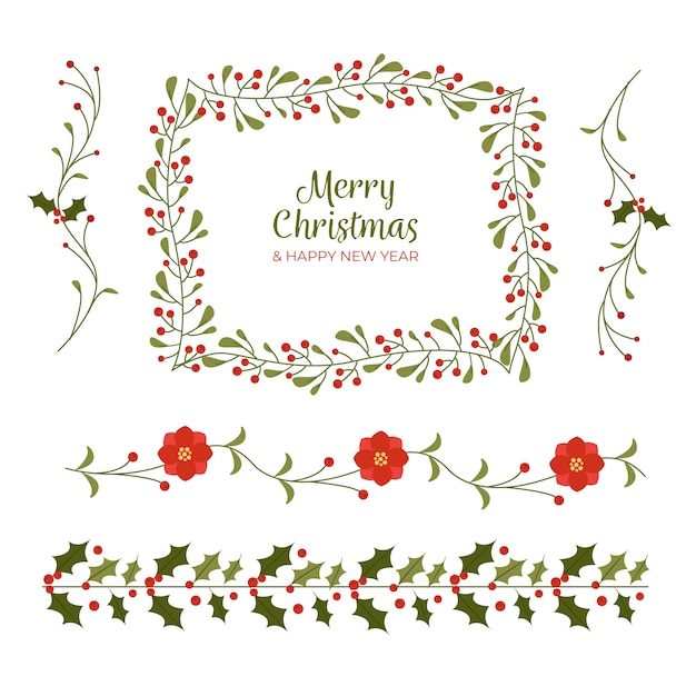 Download Flat design christmas frames and borders Vector | Free ...