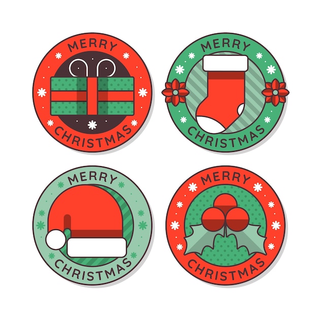 Download Flat design christmas label collection Vector | Free Download