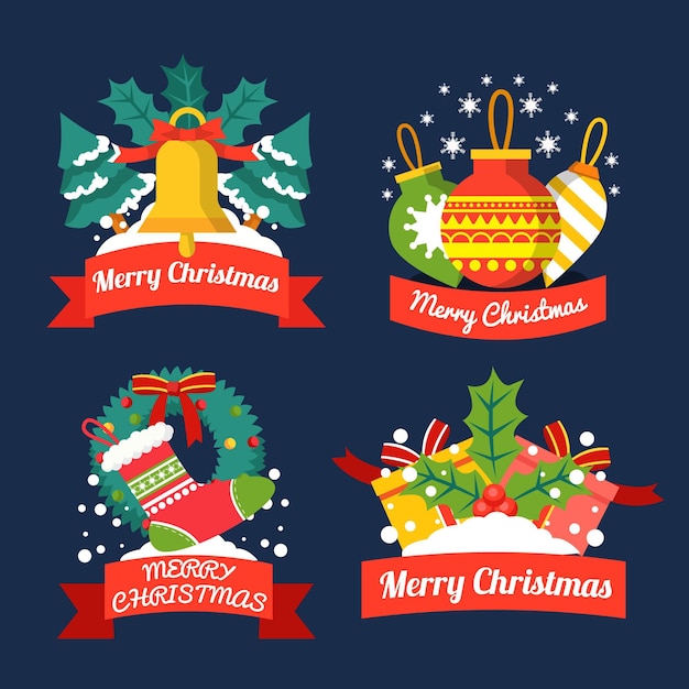 Free Vector | Flat design christmas label collection