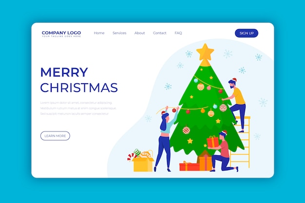 Free Vector | Flat design christmas landing page template