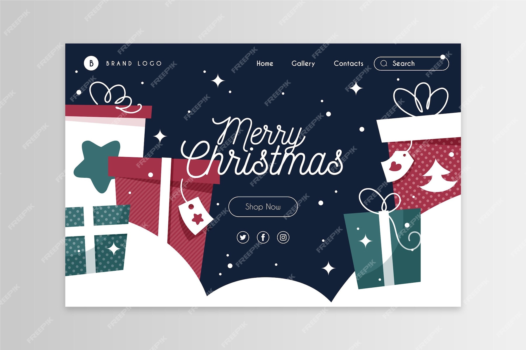 Free Vector | Flat design christmas landing page template