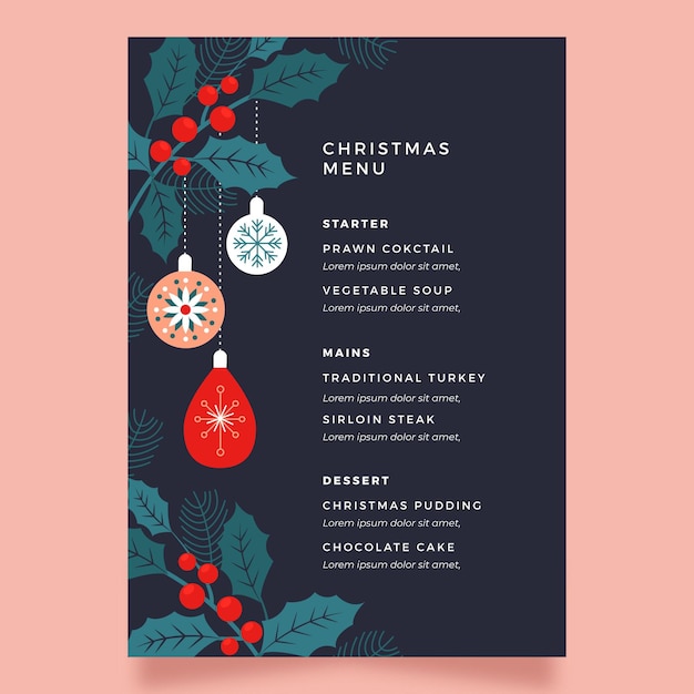 Christmas menu template Free Vector - Blue Background
