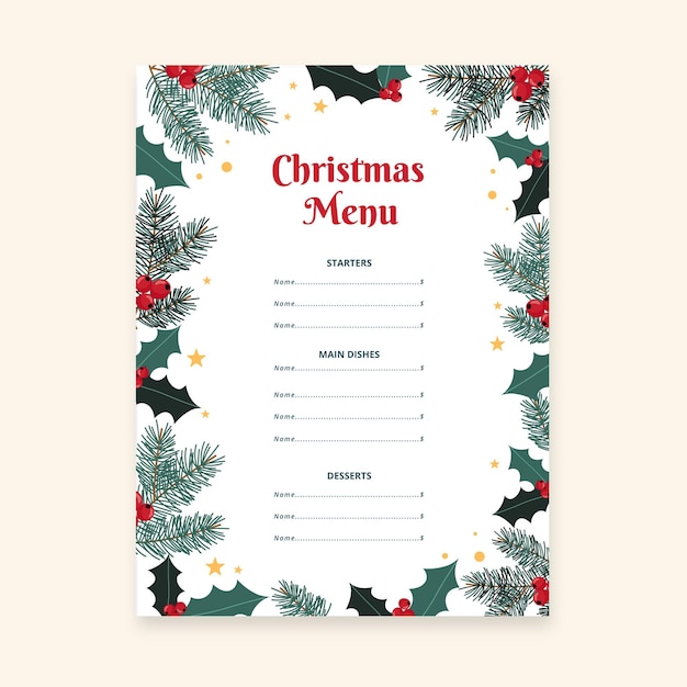 Free Vector | Flat design christmas menu template