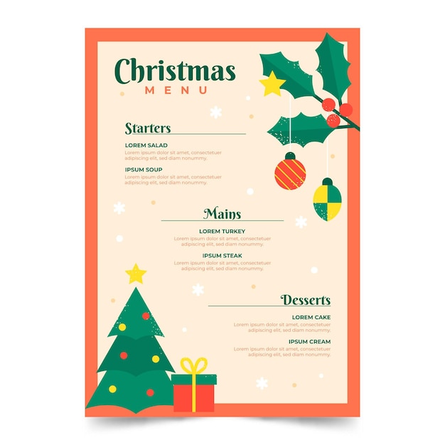 Free Vector | Flat design christmas menu template