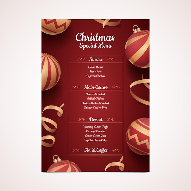 Re Christmas menu template Free Vector - Baubles Border