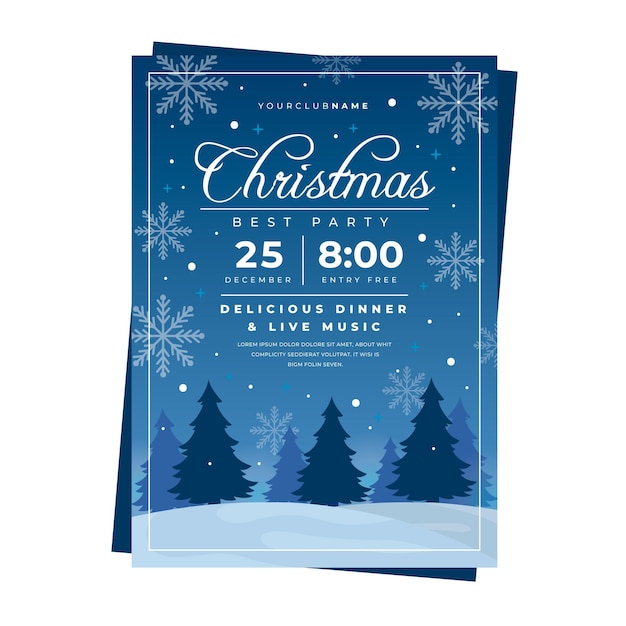 Download Free Vector | Flat design christmas party template flyer
