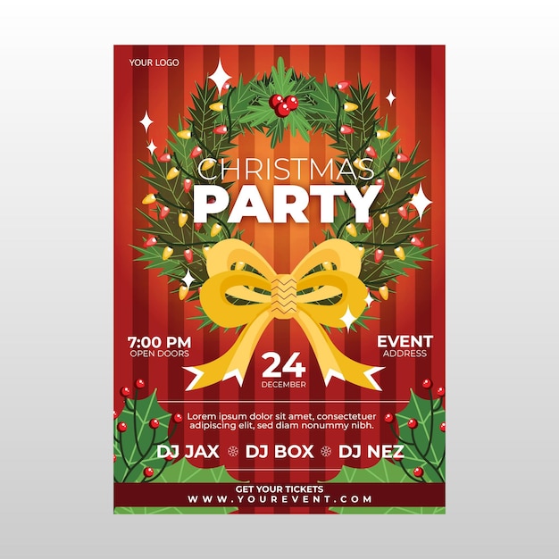 Free Vector | Flat design christmas party template poster